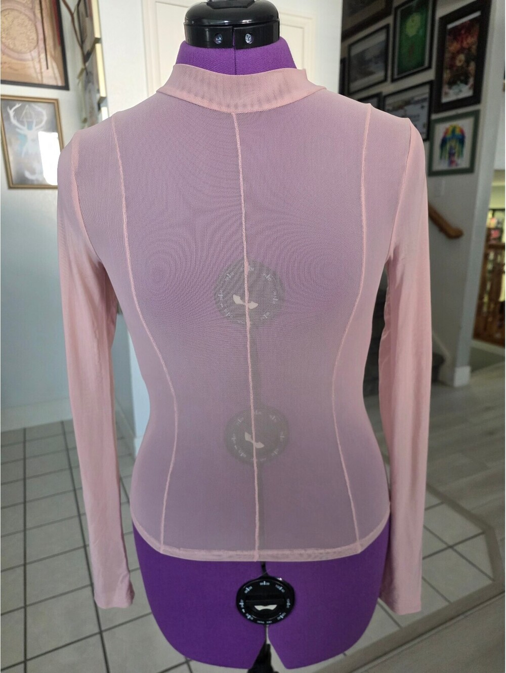 Forever 21 womens light pink sheer soft mesh long sleeve top size small